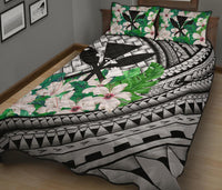 Kanaka Maoli (Hawaiian) - Quilt Bed Set Lauhala Polynesian Hibiscus Gray - Polynesian Pride