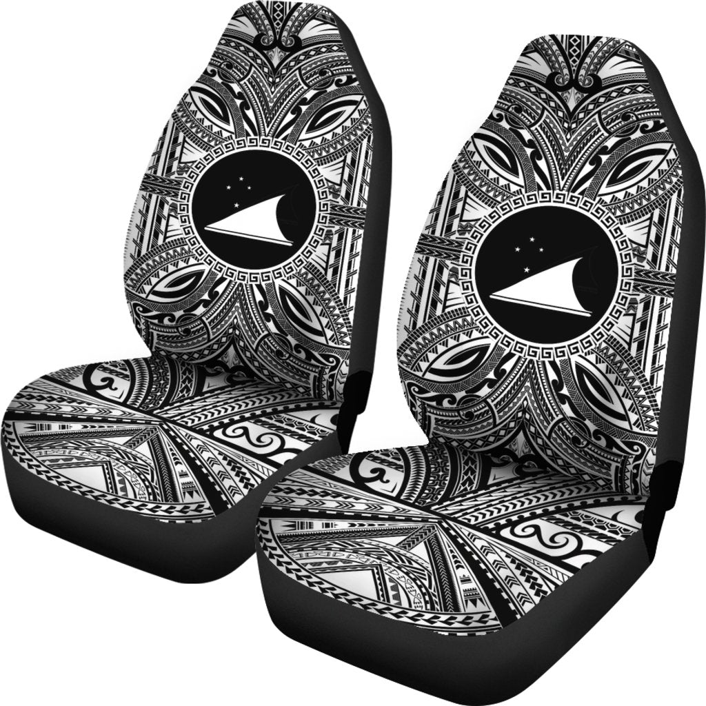 Tokelau Car Seat Cover - Tokelau Coat Of Arms Polynesian White Black - Polynesian Pride