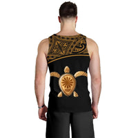 Turtle Personalised Men's Tank Top - Polynesian Gold Curve Style - Polynesian Pride