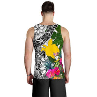 Papua New Guinea Custom Personalised Men's Tank Top White - Turtle Plumeria Banana Leaf - Polynesian Pride