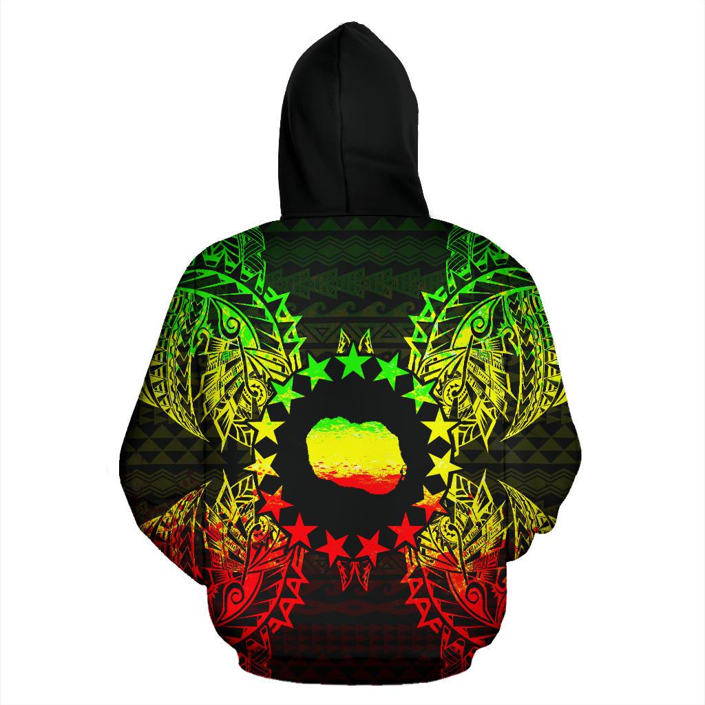 Cook Islands Polynesian All Over Zip up Hoodie Map Reggae - Polynesian Pride
