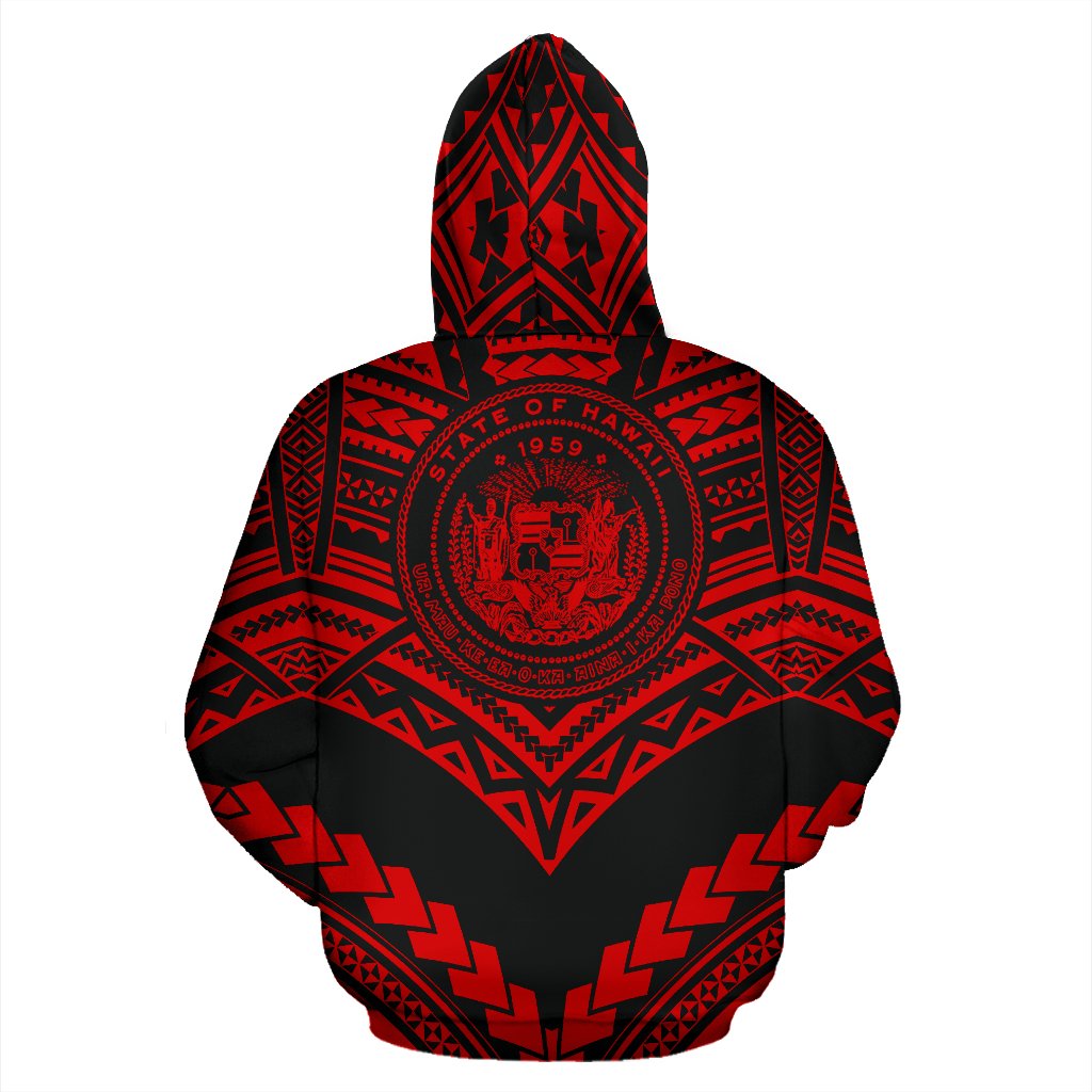 Hawaii Polynesian Zip up Hoodie Tribal New Warrior Style Red Color - Polynesian Pride