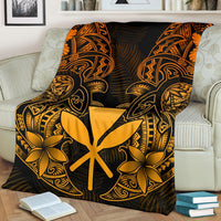 Polynesian Hawaii (Kanaka Maoli) Premium Blanket - Gold Turtle Homeland - Polynesian Pride