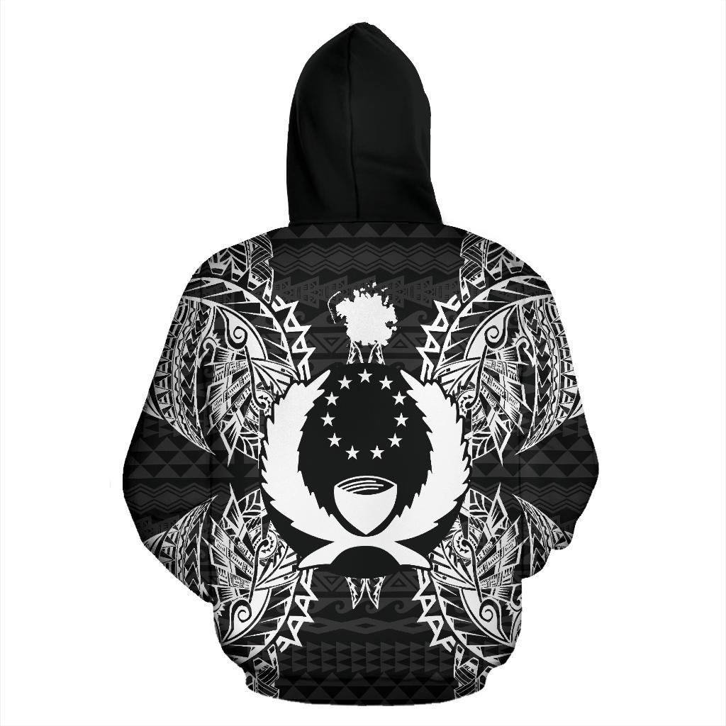 Pohnpei Polynesian All Over Zip up Hoodie Map Black - Polynesian Pride