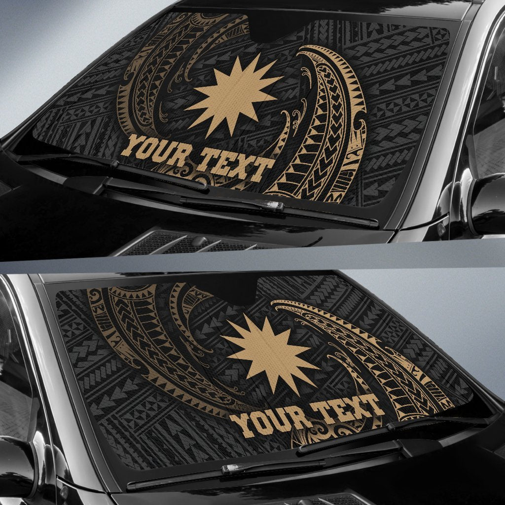 Polynesian Nauru Custom Personalised Sun Shades - Gold Tribal Wave - Polynesian Pride