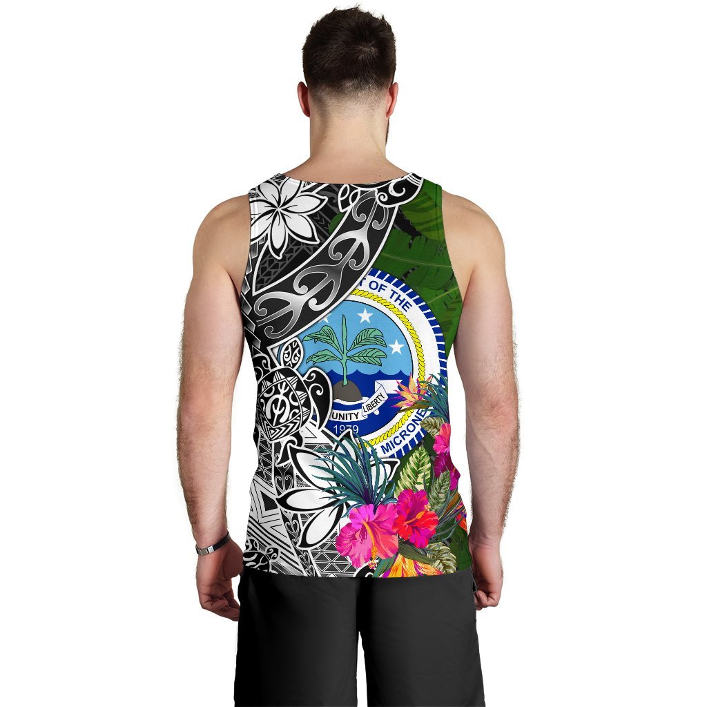 Federated States of Micronesia Men Tank Top - Turtle Plumeria Banana Leaf - Polynesian Pride