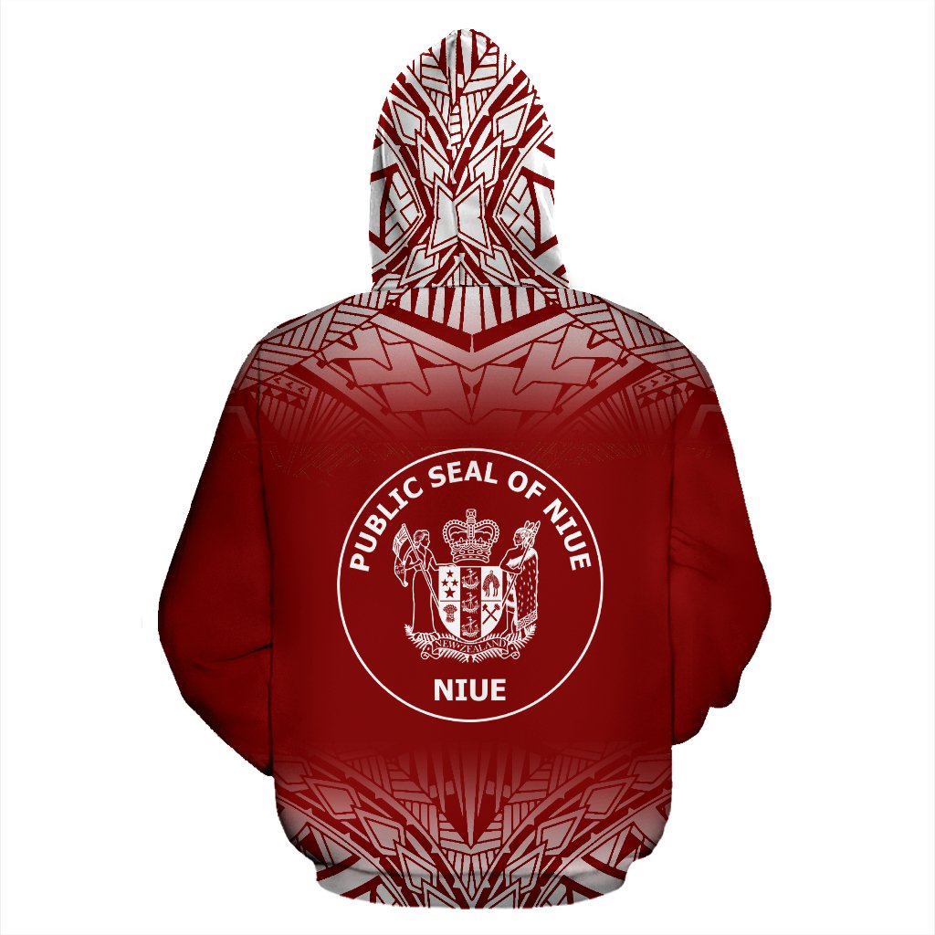 Niue All Over Zip up Hoodie Fog Red - Polynesian Pride