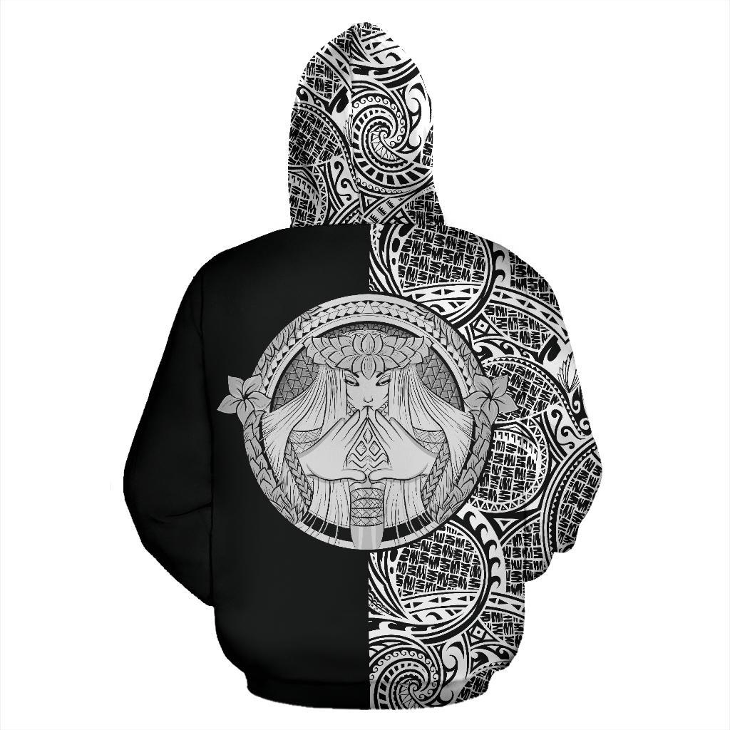 Polynesian Madame Pele Kanaka Hawaii Zip Hoodie The Half White - Polynesian Pride