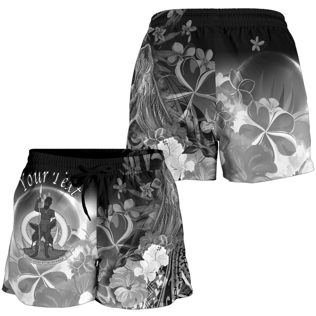 Vanuatu Custom Personalised Women's Short - Humpback Whale with Tropical Flowers (White) - Polynesian Pride