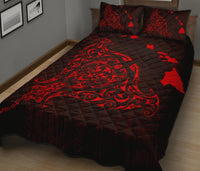Rays Hawaii Map Polynesian Quilt Bed Set - Red - Polynesian Pride