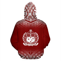 Samoa Custom All Over Hoodie Fog Red - Polynesian Pride