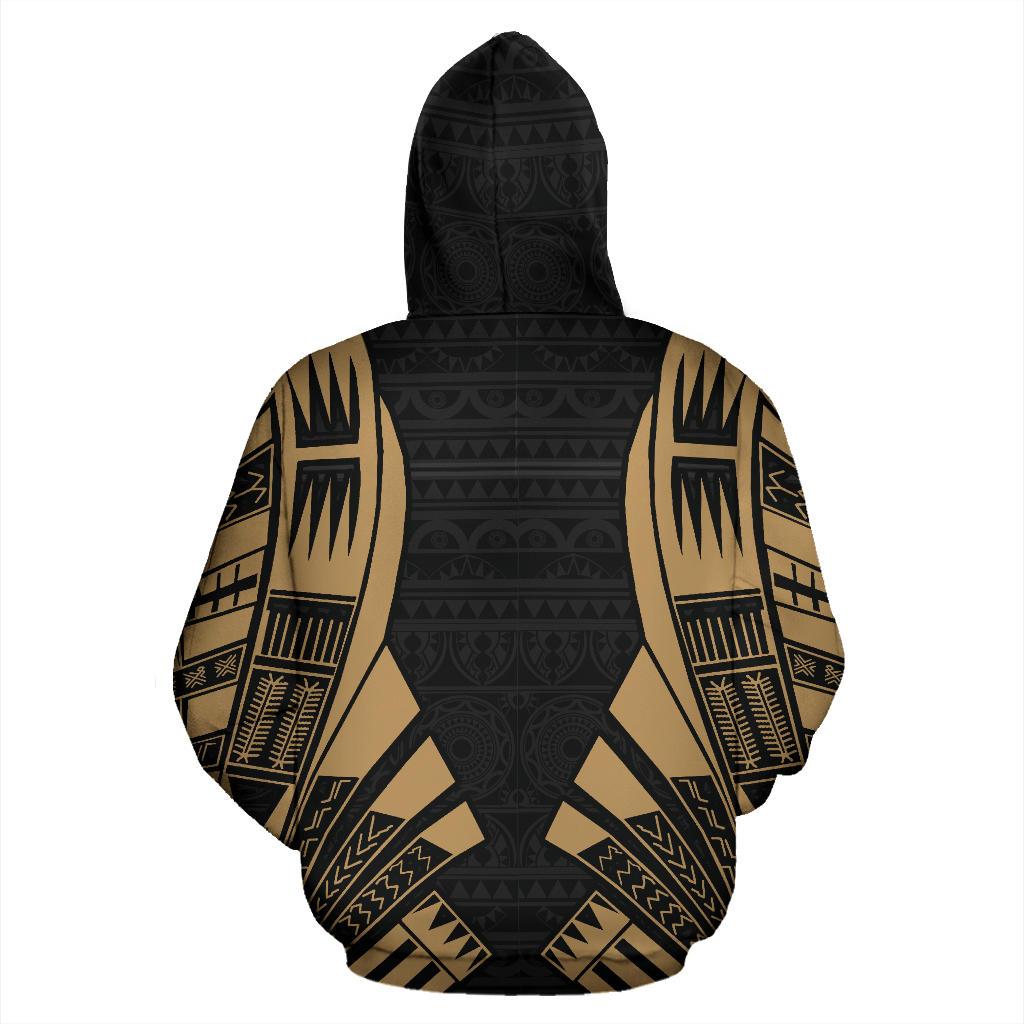 Poly All Over Custom Hoodie Polynesian Tattoo Gold Style - Polynesian Pride