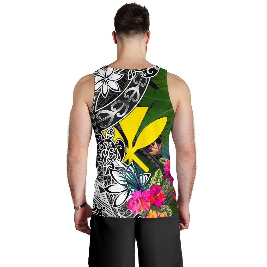 Hawaii Men Tank Top - Turtle Plumeria Banana Leaf - Polynesian Pride
