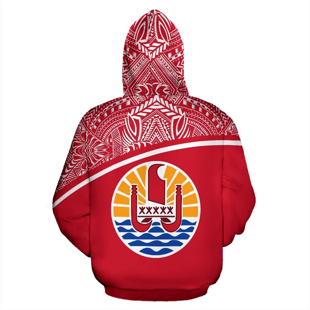Tahiti All Over Zip up Hoodie Polynesian Curve Style - Polynesian Pride