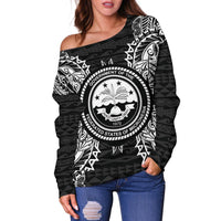 Federated States Of Micronesia Polynesian Shoulder Sweater Map Black - Polynesian Pride