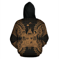 Fiji Polynesian All Over Zip up Hoodie Map Gold - Polynesian Pride