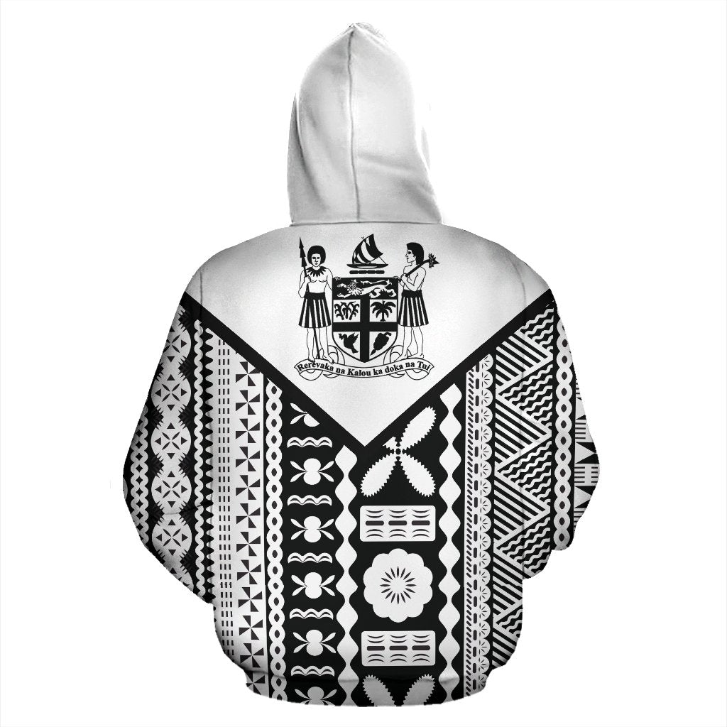 Fiji Rugby Tapa Hoodie Fiji Flag Coat of Arms PatternK4 - Polynesian Pride
