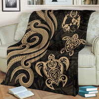 Tonga Polynesian Premium Blanket - Gold Tentacle Turtle - Polynesian Pride