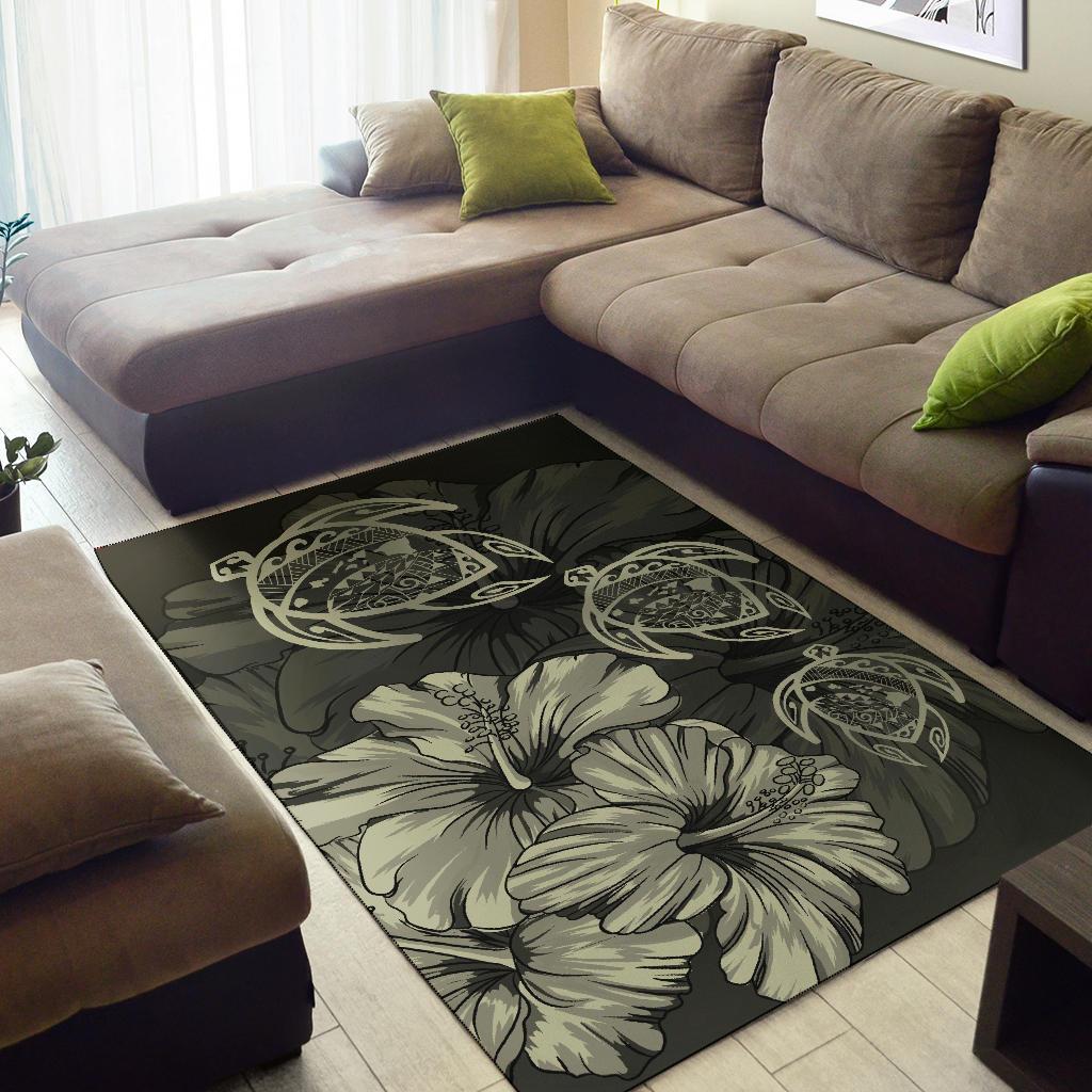 Hawaiian Map Hibiscus Flowers Vintage Polynesian Rug AH - Polynesian Pride