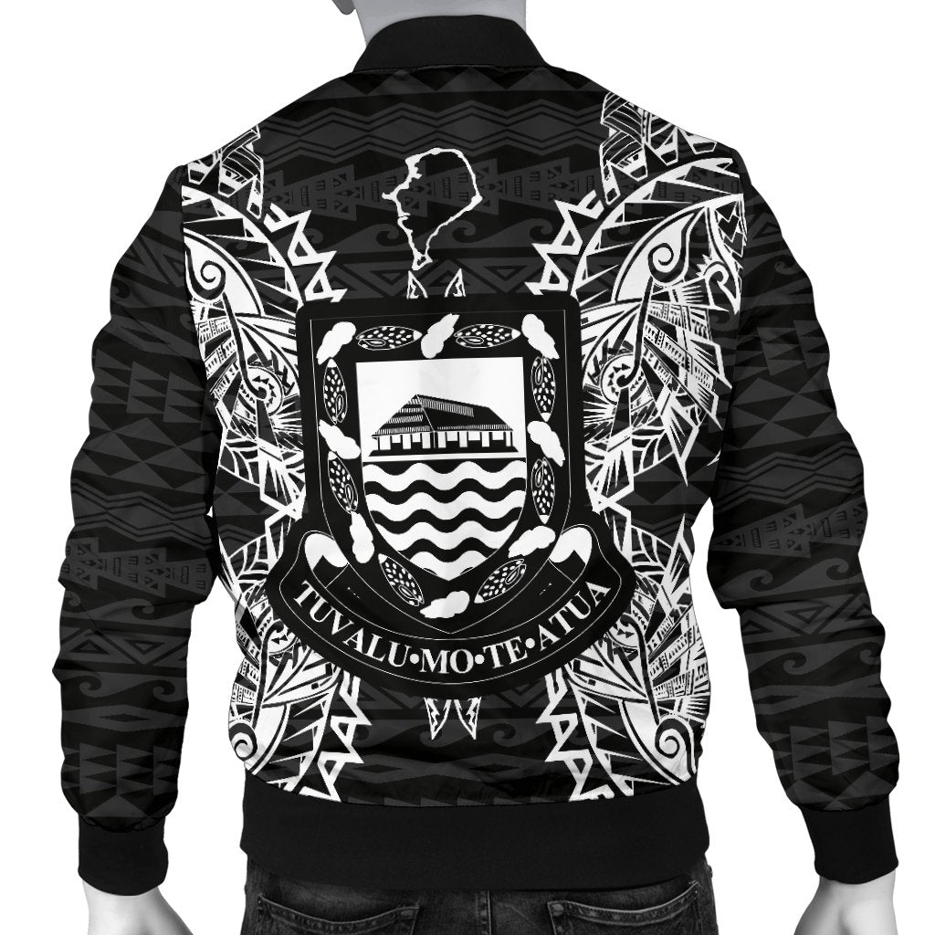 Tuvalu Polynesian Men's Bomber Jacket Map Black - Polynesian Pride