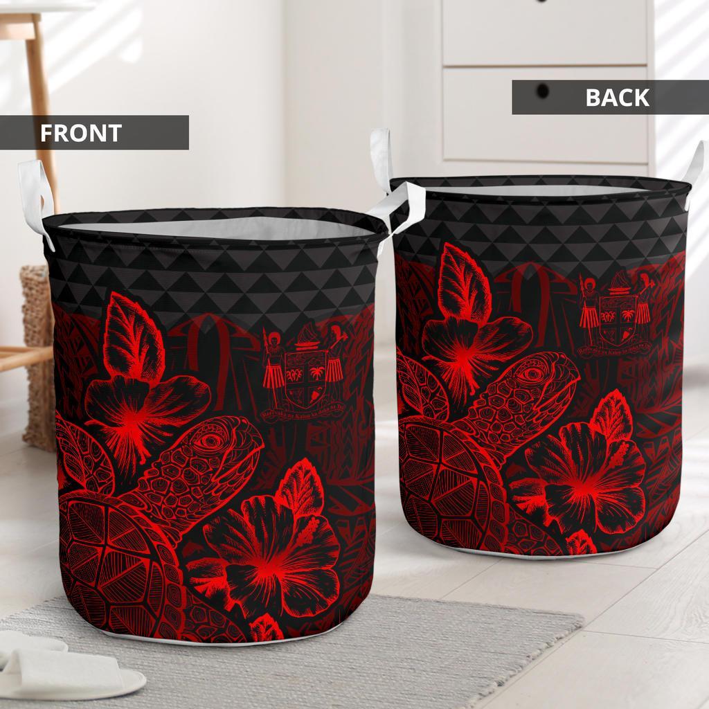 Fiji Laundry Basket - Polynesian Turtle Hibiscus Red - Polynesian Pride