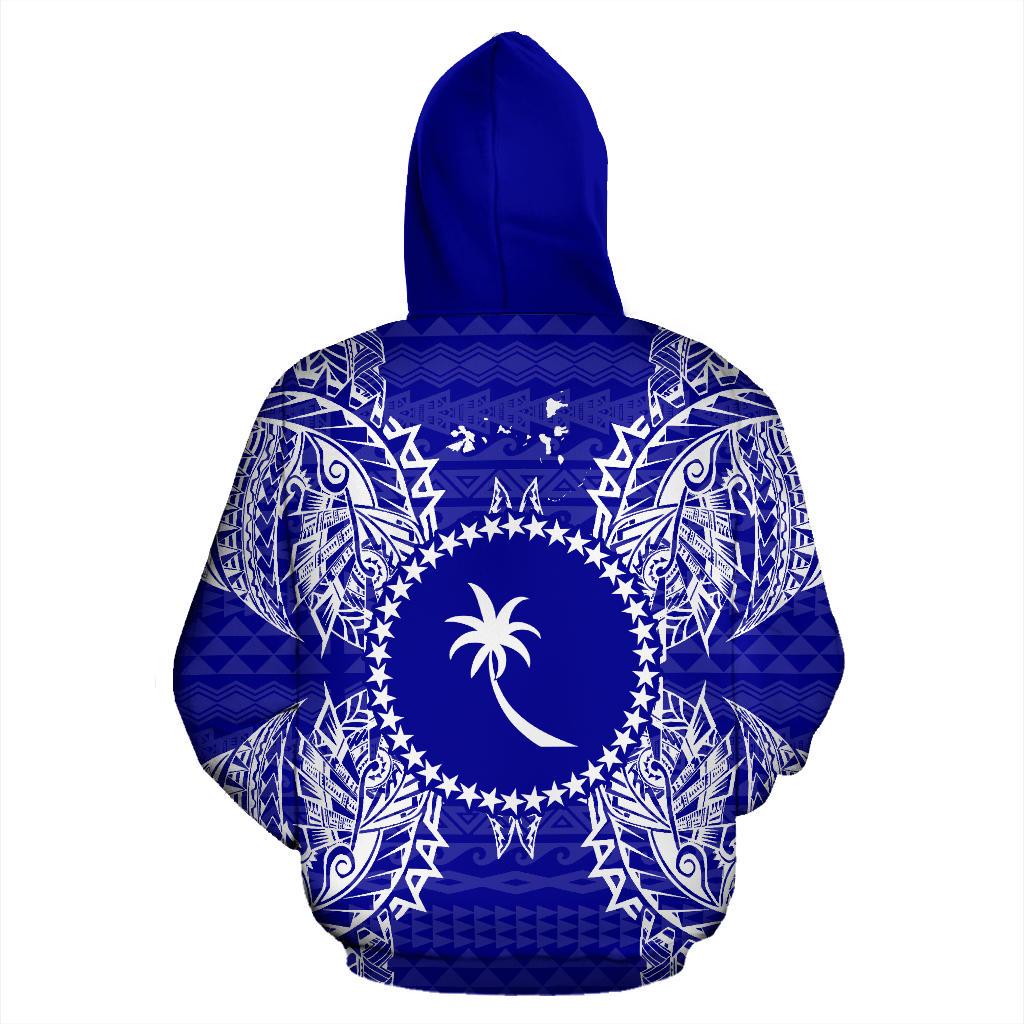 Chuuk Polynesian ll Over Hoodie Map Blue - Polynesian Pride