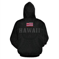 Polynesian Kamapuaa Flag of Hawaii Zip Hoodie Grey Hawaiian Mythology Style - Polynesian Pride