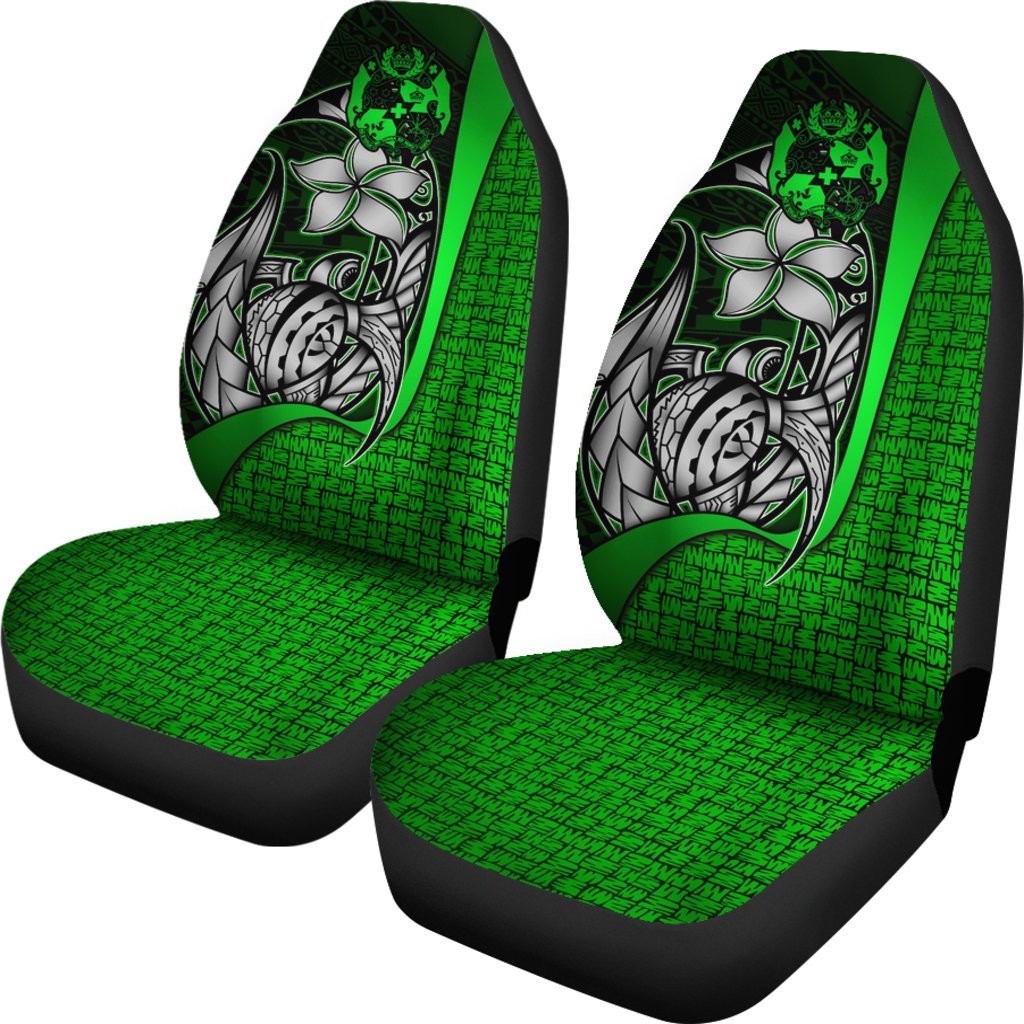 Tonga Polynesian Car Seat Covers Green - Turtle With Hook - Polynesian Pride