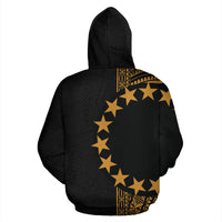 Cook Islands Polynesian Custom Zip up Hoodie Line Gold - Polynesian Pride