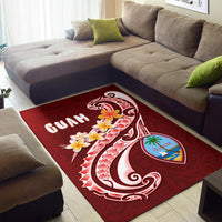 Guam Area Rug - Guam Seal Polynesian Patterns Plumeria (Red) - Polynesian Pride