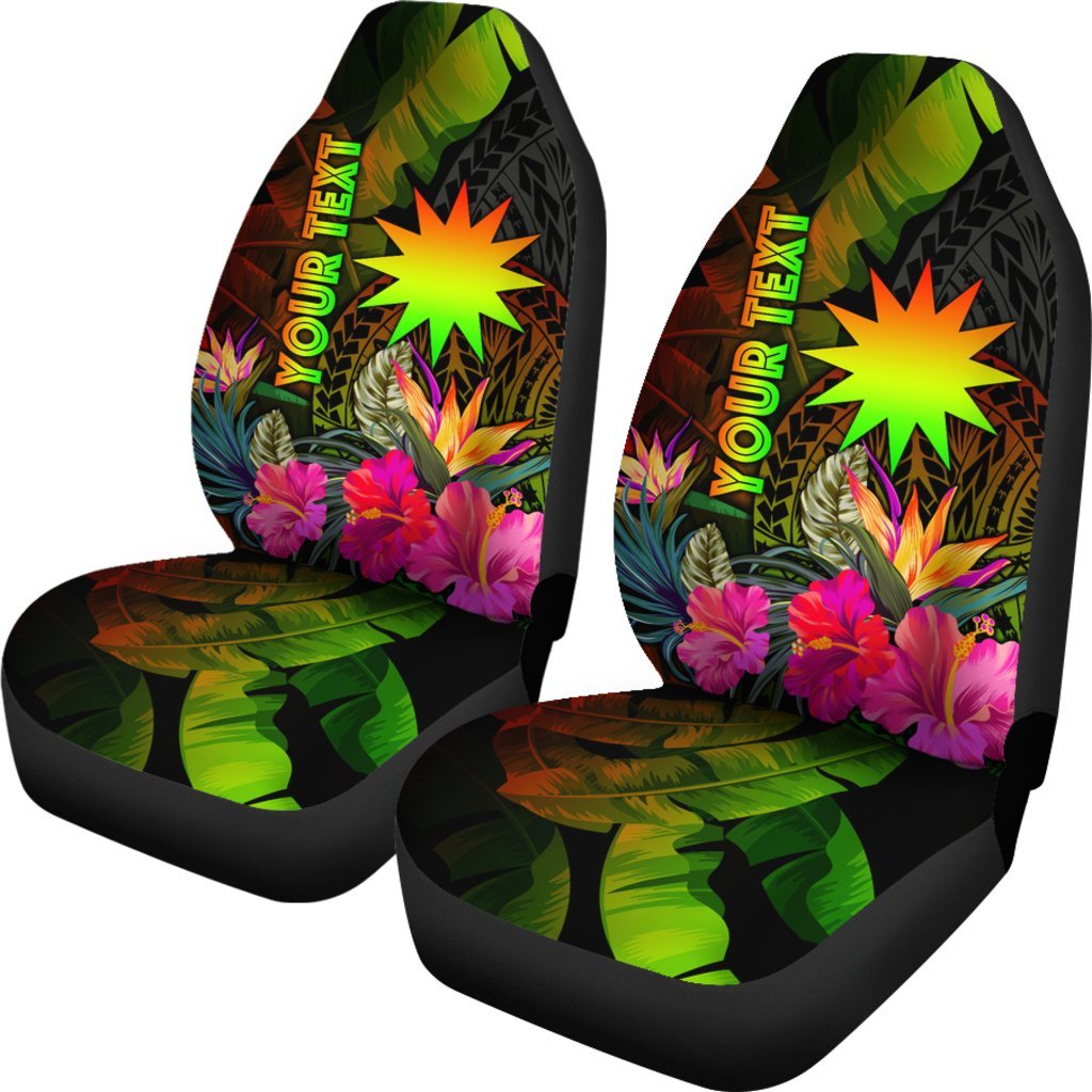 Nauru Polynesian Personalised Car Seat Covers - Hibiscus and Banana Leaves - Polynesian Pride