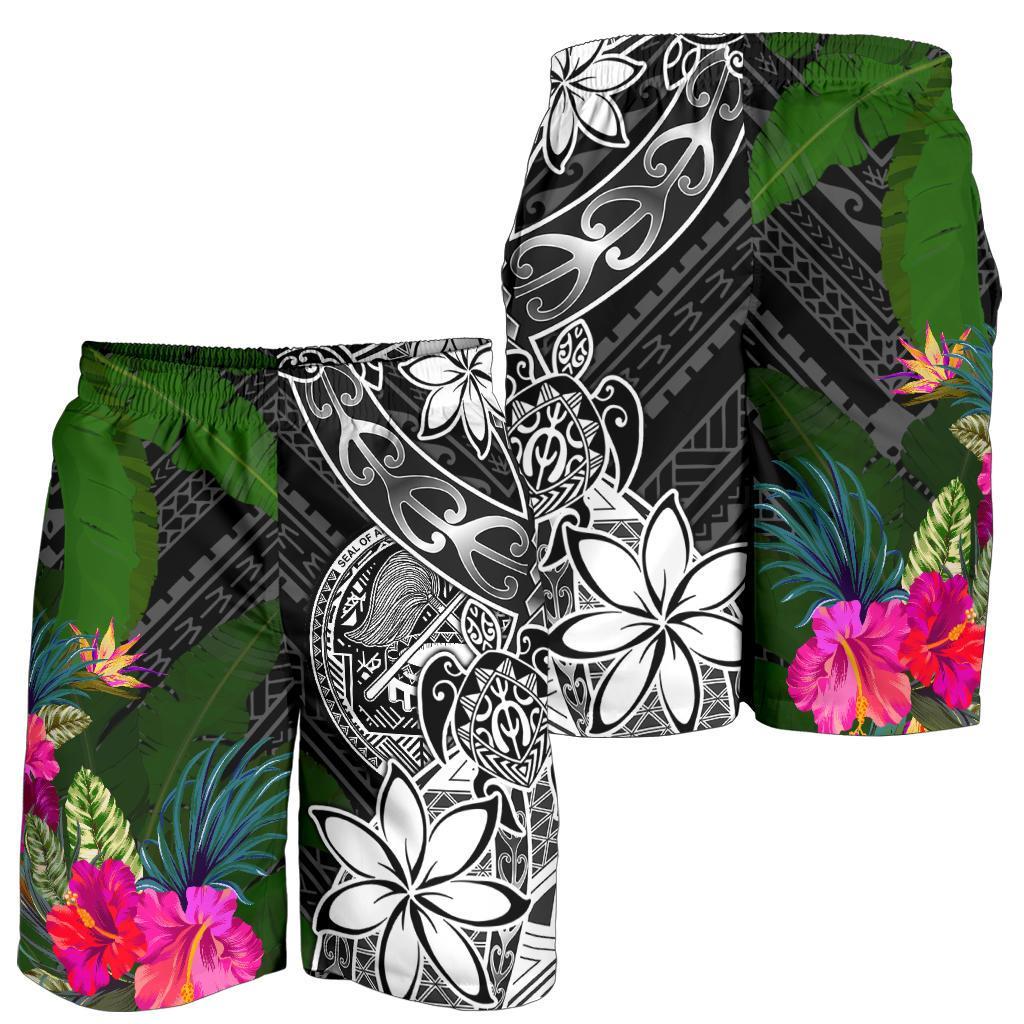 American Samoa Men Shorts - Turtle Plumeria Banana Leaf - Polynesian Pride
