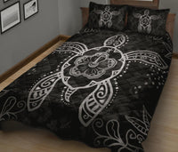 Turtle Hibiscus Gray Quilt Bed Set - Polynesian Pride