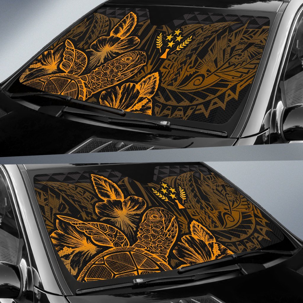 Kosrae Auto Sun Shades Turtle Hibiscus Gold - Polynesian Pride