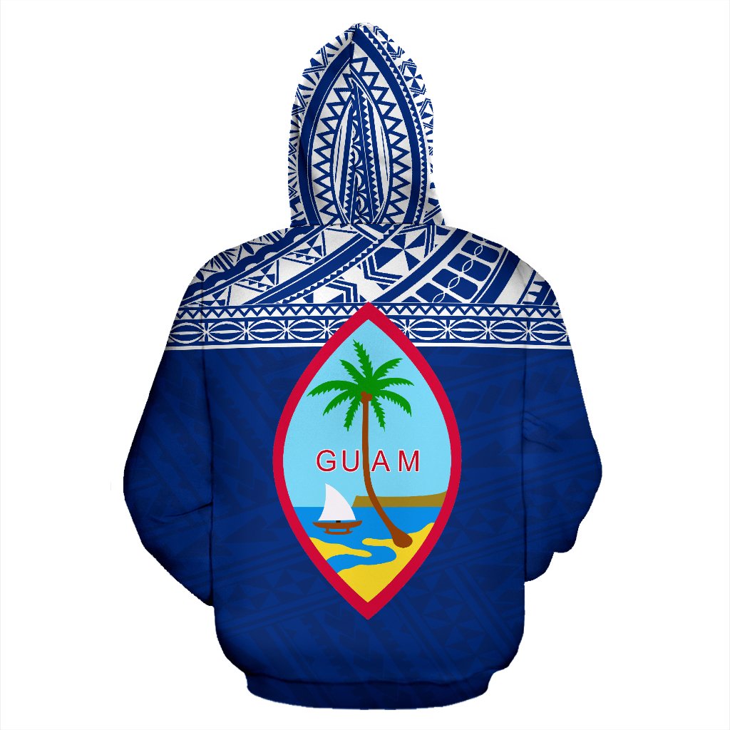 Guam Polynesian All Over Zip up Hoodie Blue Horizontal Style - Polynesian Pride