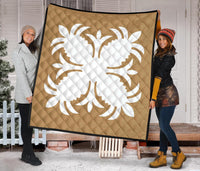 Hawaiian Premium Quilt Royal Pattern - Gold - A2 Style - Polynesian Pride