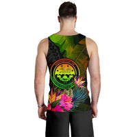 Federated States of Micronesia Polynesian Personalised Men's Tank Tops - Hibiscus and Banana Leaves - Polynesian Pride