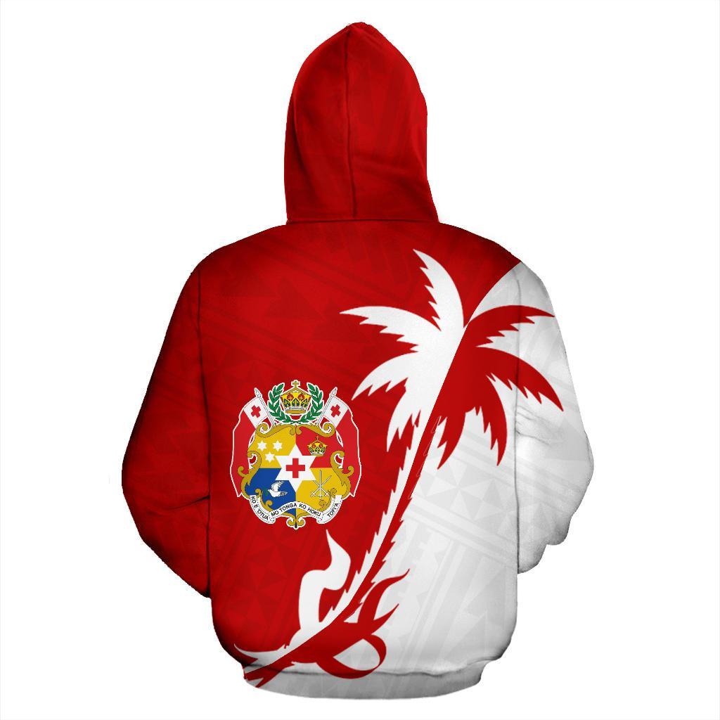 Tonga Zip up Hoodie Tonga Coat of Arms Coconut Tree - Polynesian Pride