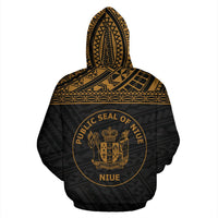 Niue Polynesian Custom Zip up Hoodie Horizontal Gold - Polynesian Pride