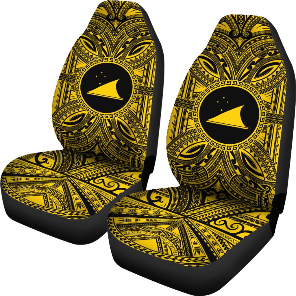 Tokelau Car Seat Cover - Tokelau Coat Of Arms Polynesian Gold Black - Polynesian Pride