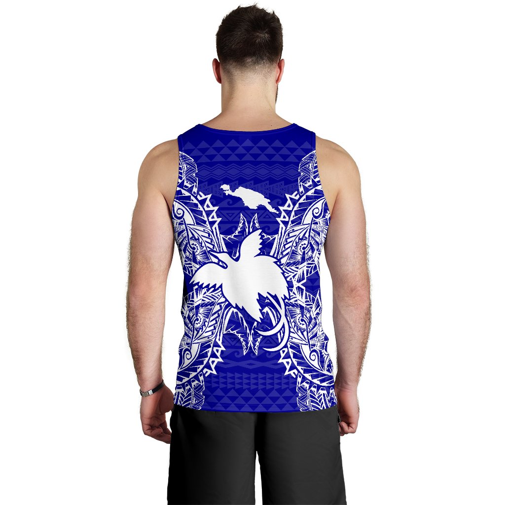Papua New Guinea Polynesian Men Tank Top Map Blue - Polynesian Pride