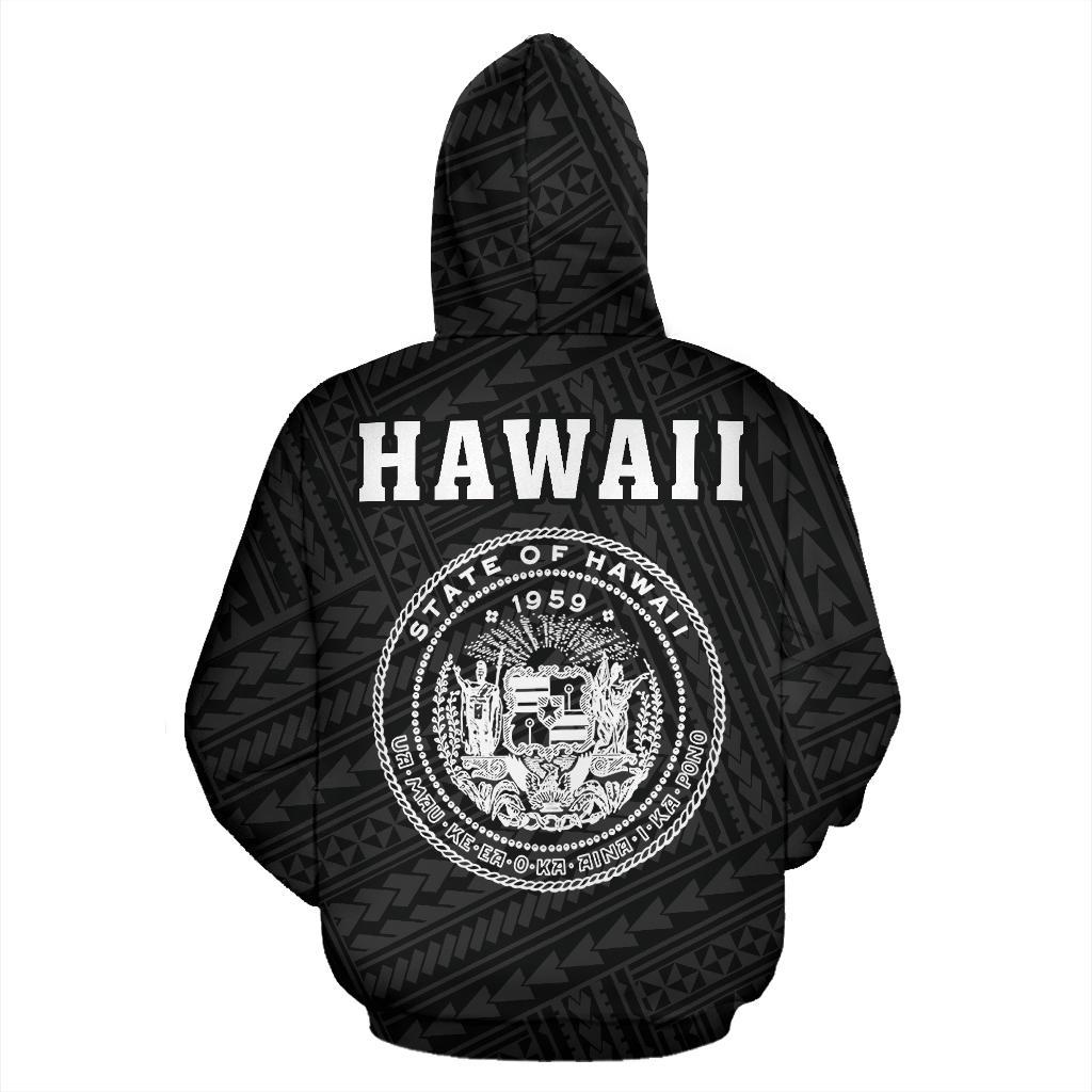 Polynesian Kakau Seal of Hawaii Hoodie White - Polynesian Pride