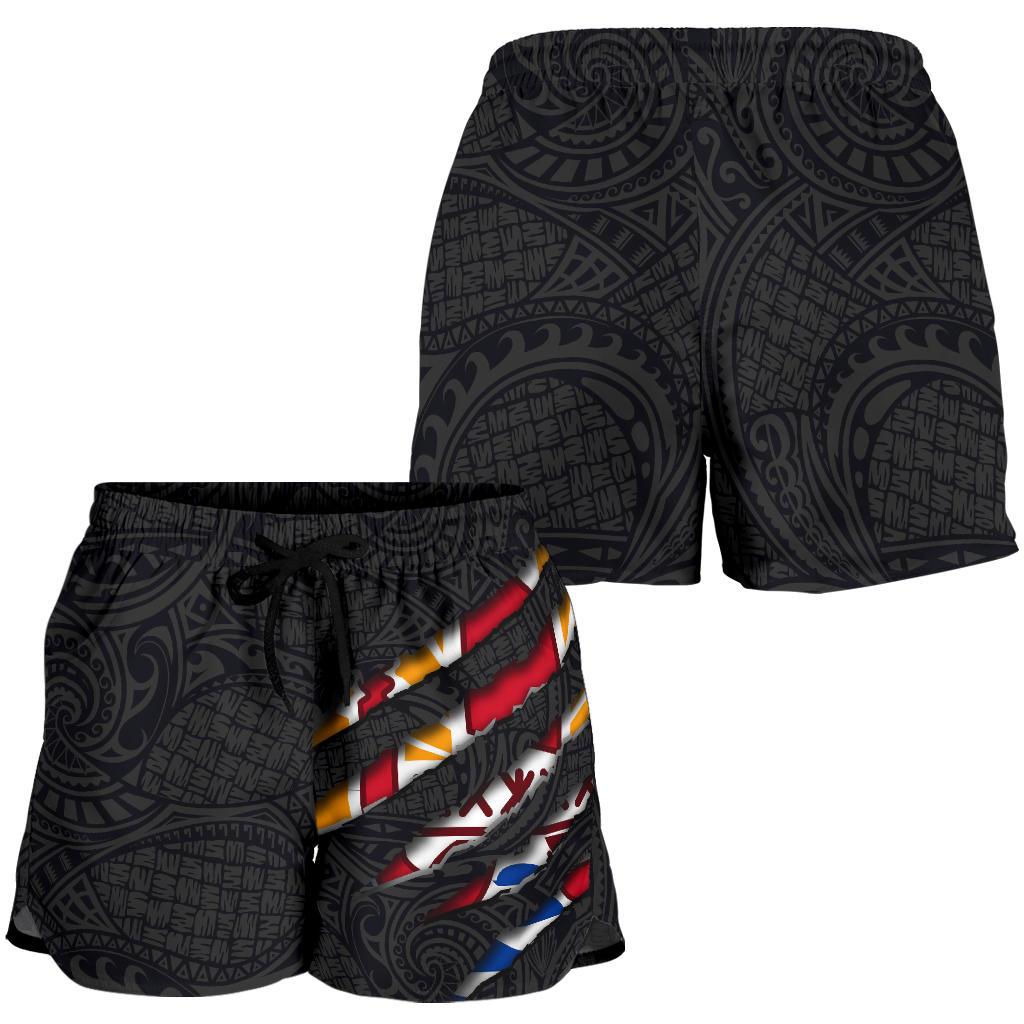 French Polynesia All Over Print Women's Shorts - Scratch Style - Polynesian Pride