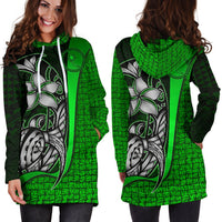 Chuuk Micronesian Women's Hoodie Dress Green - Turtle With Hook - Polynesian Pride