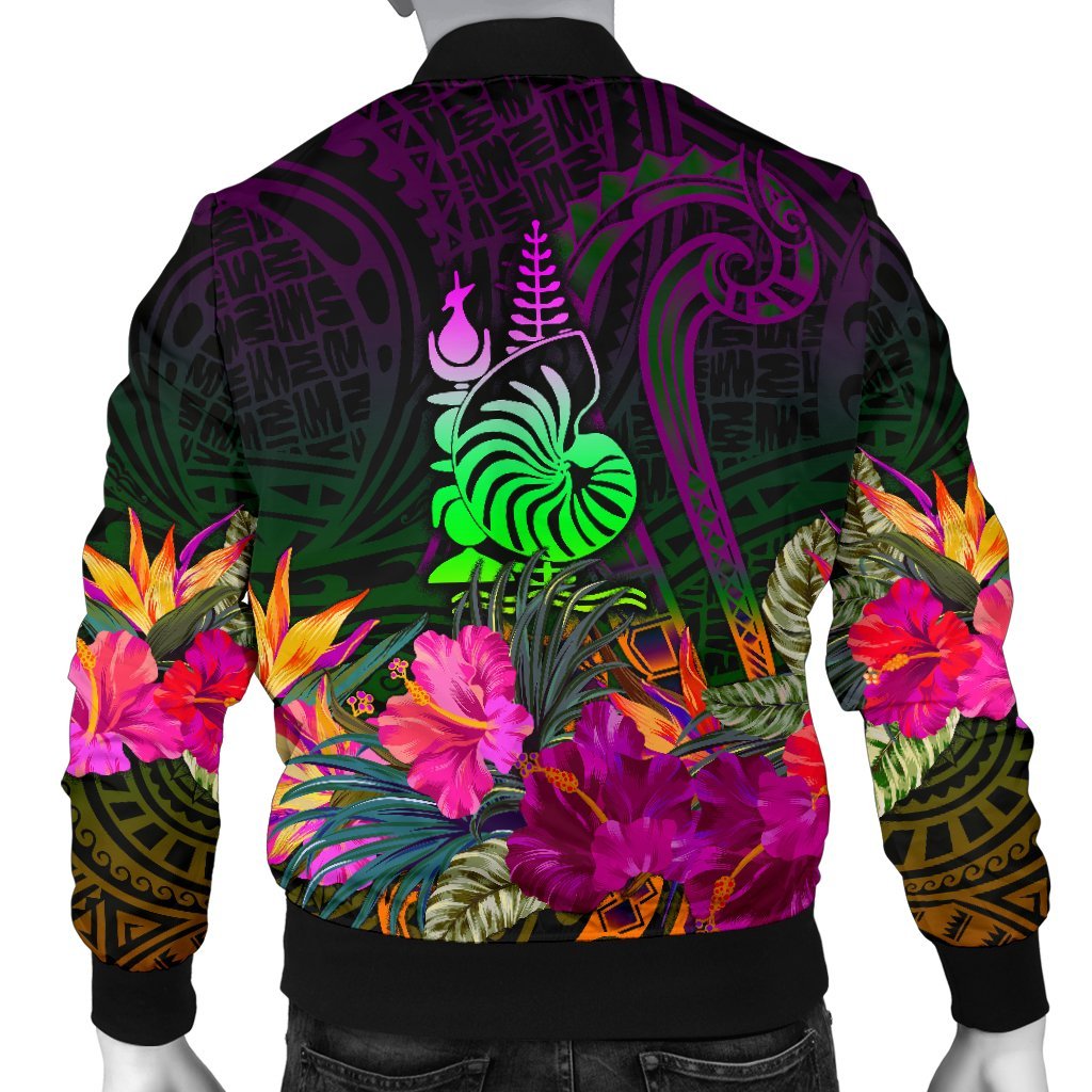 New Caledonia Polynesian men's Bomber Jacket - Summer Hibiscus - Polynesian Pride
