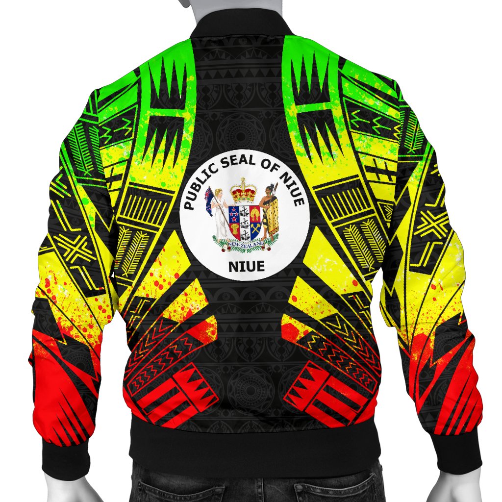 Niue Men Bomber Jackets - Polynesian Tattoo Reggae - Polynesian Pride