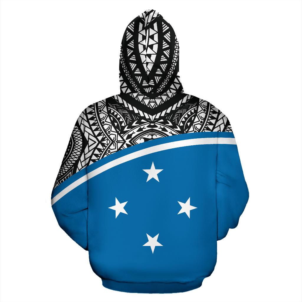 Yap All Over Zip up Hoodie Micronesia Curve Blue Style - Polynesian Pride