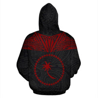 Chuuk All Over Zip up Hoodie Red Neck Style - Polynesian Pride