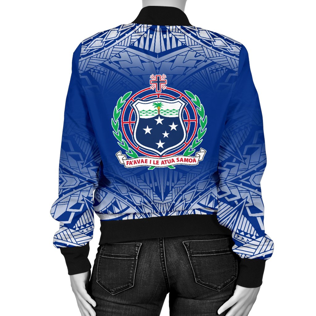 Samoa Women's Bomber Jacket - Polynesian Fog Blue - Polynesian Pride