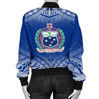 Samoa Women's Bomber Jacket - Polynesian Fog Blue - Polynesian Pride